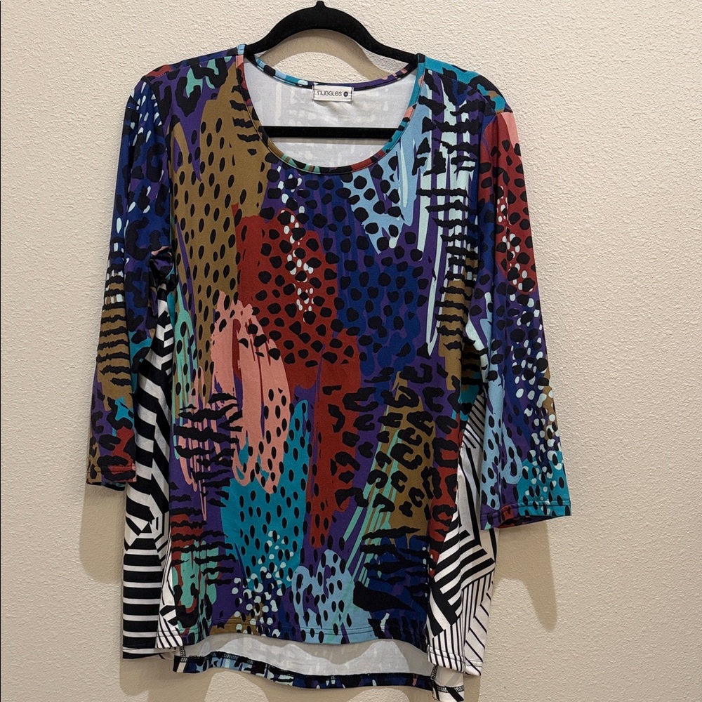 Nuggles top, animal print multi-color, size XL